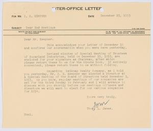 [Letter from T. L. James to I. H. Kempner, December 23, 1953]