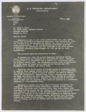 Primary view of object titled '[Letter from Norman A. Sugarman to Homer L. Bruce, May 21, 1953]'.