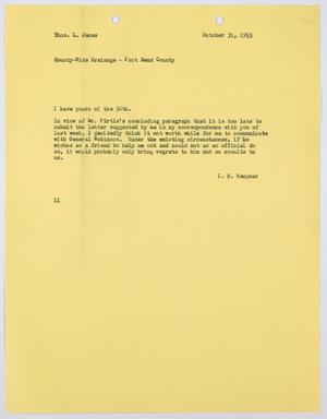 [Letter from I. H. Kempner to Thomas L. James, October 31, 1953]