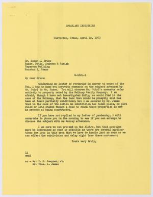 [Letter from I. H. Kempner to Homer L. Bruce, April 10, 1953]