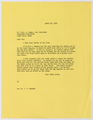 [Letter from Harris Leon Kempner to Thos. L. James, April 29, 1953]