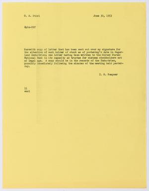 [Letter from I. H. Kempner to G. A. Stirl, June 30, 1953]