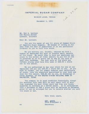 [Letter from George Andre to Don A. Larison, December 1, 1953]