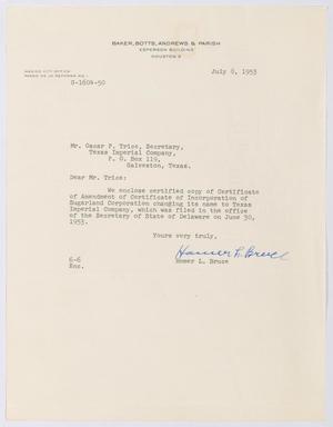[Letter from Homer L. Bruce to Oscar P. Trice, July 8, 1953]