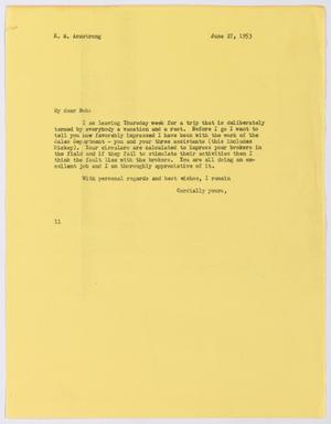 [Letter from Isaac Herbert Kempner to Robert Markle Armstrong, June 27, 1953]