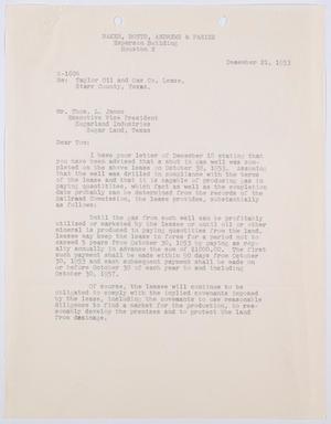 Primary view of object titled '[Letter from T. F. Morton to Thos. L. James, December 21, 1953]'.