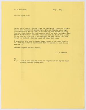 [Letter from Isaac Herbert Kempner to Robert Markle Armstrong, May 4, 1953]