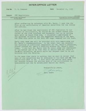 [Letter from George Andre to I. H. Kempner, December 11, 1953]