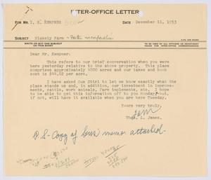 [Letter from T. L. James to I. H. Kempner, December 11, 1953]