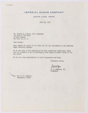[Letter from I. H. Kempner to George S. Butler, June 24, 1953]