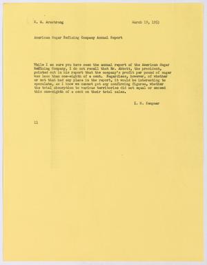 [Letter from Isaac Herbert Kempner to Robert Markle Armstrong, March 19, 1953]