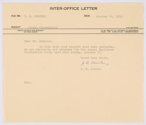 [Letter from J. B. Fowler to I. H. Kempner, October 14, 1953]