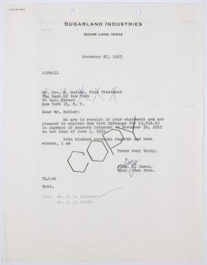 [Letter from Thomas L. James to George S. Butler, November 27, 1953]