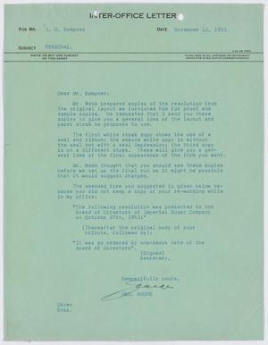 [Letter from George Andre to I. H. Kempner, November 12, 1953]