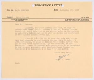 [Letter from Thomas L. James to I. H. Kempner, September 23, 1953]