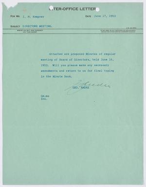 [Inter-Office Letter from G. Andre to I. H. Kempner, June 17, 1953]