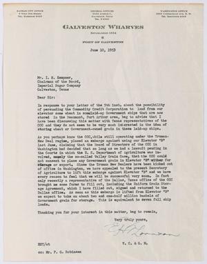 [Letter from E. H. Thornton to I. H. Kempner, June 10, 1953]