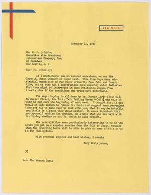 [Letter from Harris Leon Kempner to M. S. Crinkley, November 11, 1953]