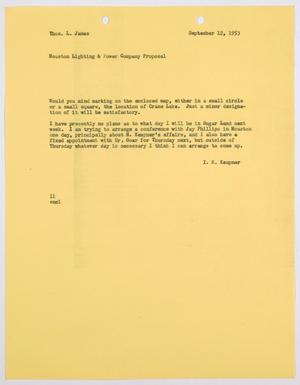 [Letter from I. H. Kempner to Thomas L. James, September 12, 1953]