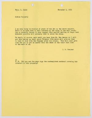 [Letter from I. H. Kempner to Thomas L. James, November 5, 1953]