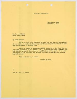 [Letter from I. H. Kempner to H. A. Johnson, October 1, 1953]