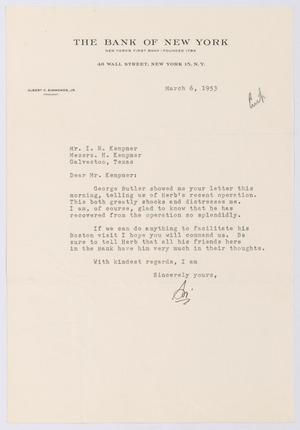 [Letter from Albert C. Simmonds, Jr. to I. H. Kempner, March 6, 1953]