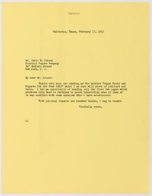 [Letter from I. H. Kempner to David M. Keiser, February 17, 1953]