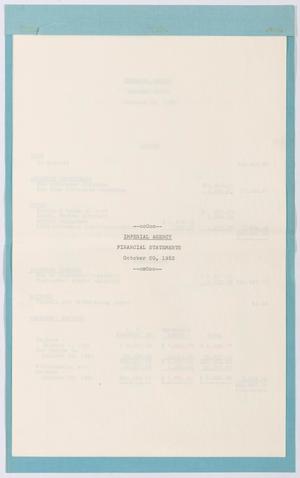 [Imperial Agency, Financial Statements, October 20, 1953]