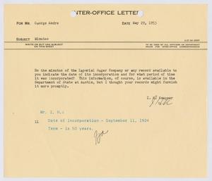[Letter from Isaac Herbert Kempner to George Andre, May 29, 1953]