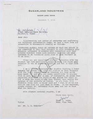 Primary view of object titled '[Letter from Thos. L. James to Joe Corman, December 8, 1953]'.