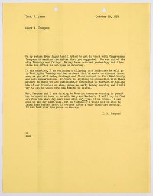 [Letter from I. H. Kempner to Thomas L. James, October 10, 1953]