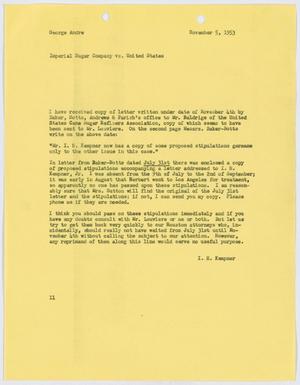 [Letter from I. H. Kempner to George Andre, November 5, 1953]