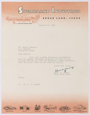 [Letter from Thomas L. James to Harris Kempner, October 16, 1953]