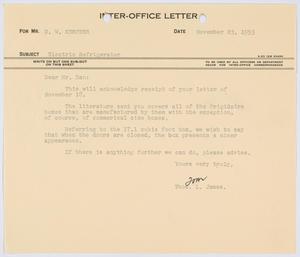[Letter from Thomas L. James to D. W. Kempner, November 23, 1953]