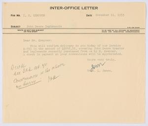 [Letter from T. L. James to I. H. Kempner, November 11, 1953]