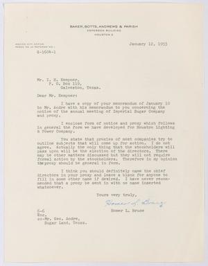 [Letter from Homer L. Bruce to I. H. Kempner, January 12, 1953]