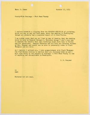[Letter from I. H. Kempner to Thomas L. James, October 17, 1953]