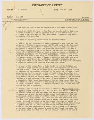 [Letter from I. H. Kempner, Jr. to I. H. Kempner, June 9, 1953]