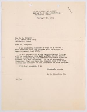[Letter from E. H. Thornton, Jr. to I. H. Kempner, February 26, 1953]