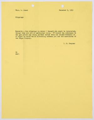 [Letter from I. H. Kempner to Thomas L. James, December 5, 1953]