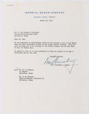 [Letter from Robert Markle Armstrong to Robert Lee Kempner, August 19, 1953]