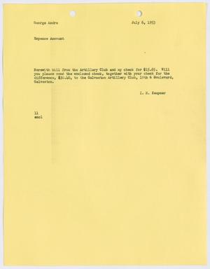 [Letter from Isaac Herbert Kempner to George Andre, July 6, 1953]