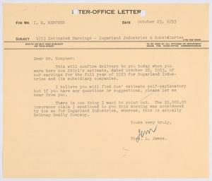 [Letter from Thomas L. James to I. H. Kempner, October 23, 1953]