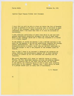 [Letter from I. H. Kempner to George Andre, November 20, 1953]