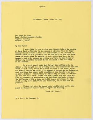 [Letter from I. H. Kempner to Homer L. Bruce, March 10, 1953]