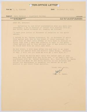 [Letter from Thomas L. James to I. H. Kempner, November 27, 1953]