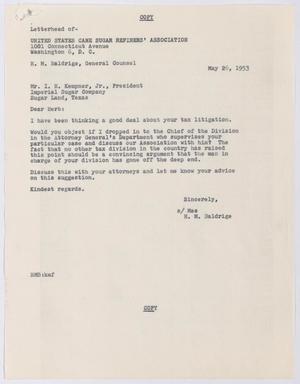 [Letter from H. M. Baldrige to I. H. Kempner, Jr., May 26, 1953]