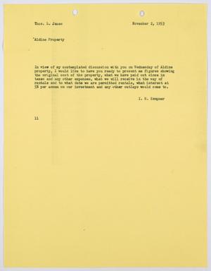 [Letter from I. H. Kempner to Thomas L. James, November 2, 1953]