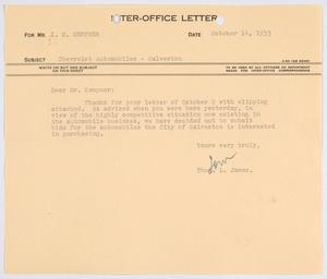 [Letter from Thomas L. James to I. H. Kempner, October 14, 1953]