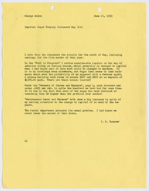 [Letter from I. H. Kempner to George Andre, June 11, 1953]